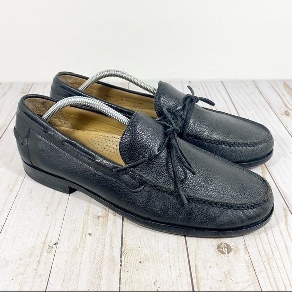 Cole Haan Black Pebbled Leather Moc Toe Loafer 11 - Picture 1 of 13